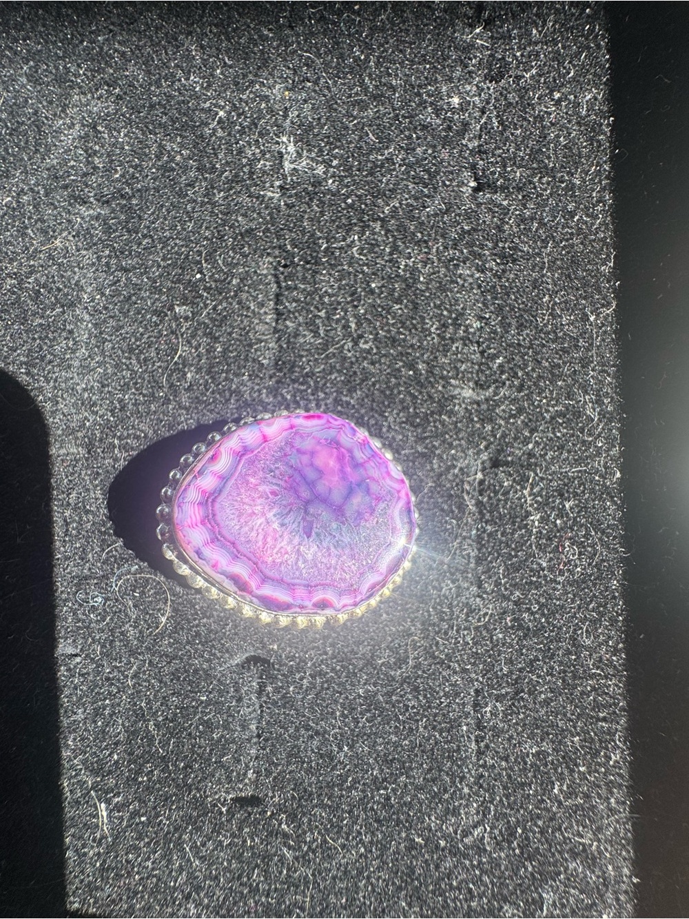 Purple Dragon Vein Agate Ring Size 8.5 Druzy Statement Ring 925 Sterling Silver - Picture 5 of 7